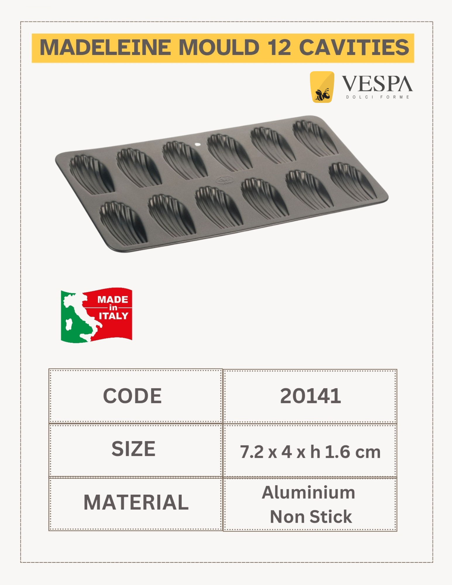 MADELEINE MOULD 12 CAVITIES TRAY