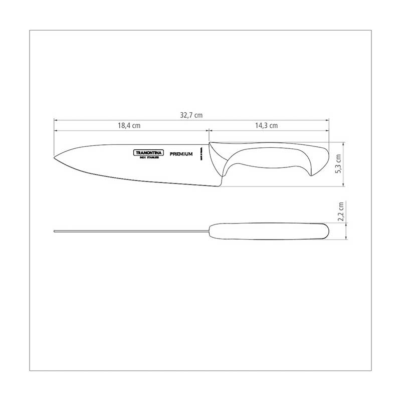 Tramontina Premium Kitchen Knife With Stainless Steel Blade And White 8  Polypropylene Handle 24473188