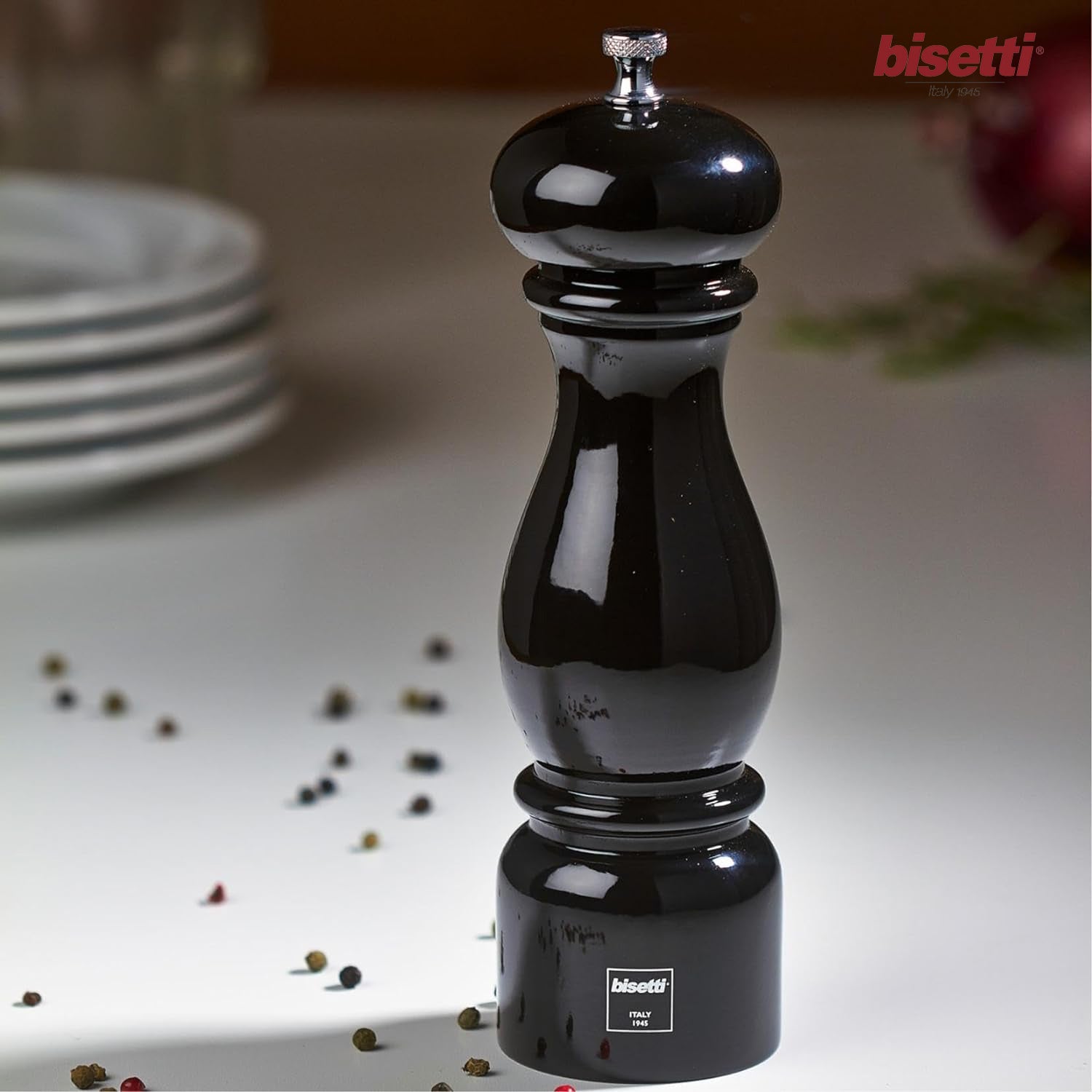 FIRENZE PEPPER MILL BLACK GLOSSY BEECH WOOD  22 CM