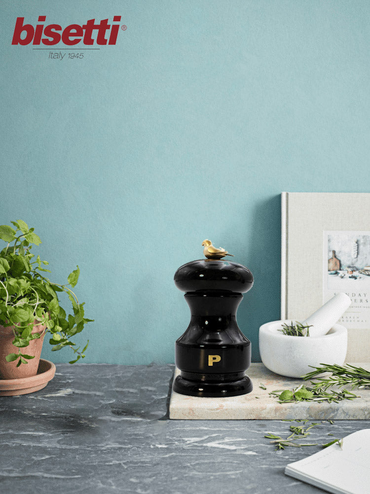 BIRD PEPPER MILL BLACK GLOSSY LAQUERED