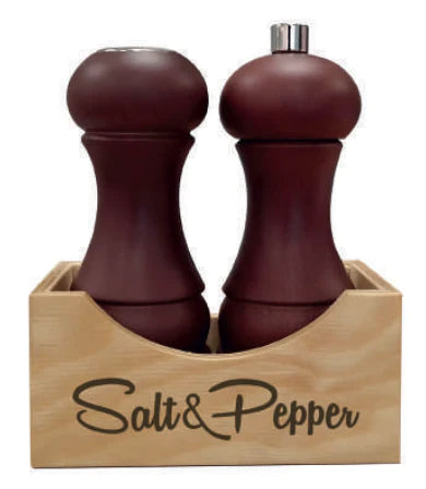 NAPOLI BEECH WOOD PEPPER MILL & SPREAD SALT  WITH BIRCH PLYWOOD NAT. BOX