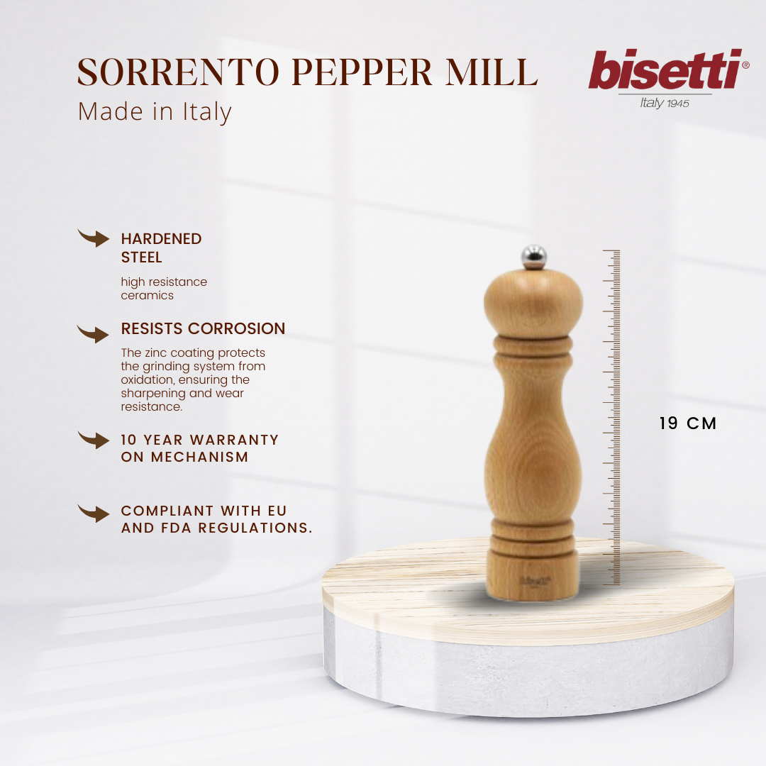 SORRENTO PEPPER  MILL NATURAL 19 CM